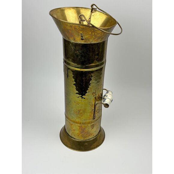 5KAN Copper/Brass Coal Scuttle Bucket Water Fire Umbrella or Cane Stand 20" Tall - Picture 1 of 10